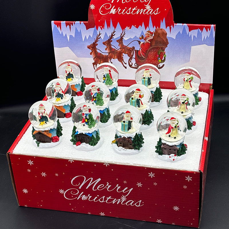 Santa Claus Snowman Crystal Glass Ball Gift Box