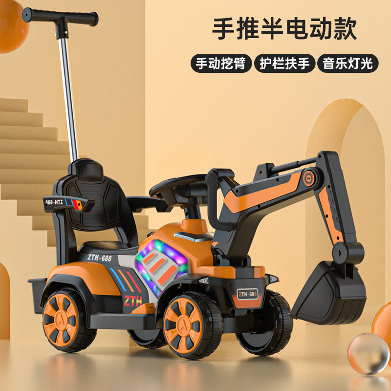 Kids Excavator,Electric Construction Tractor Drilling Bucket Electric Front Loader Excavator