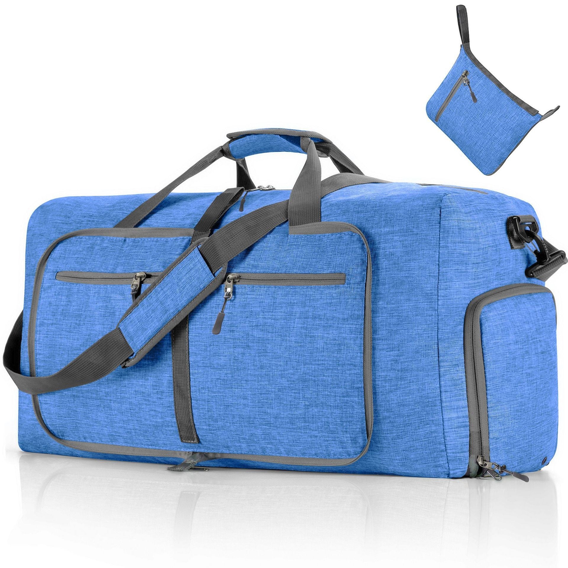 65L Foldable Travel Duffel Bag With Shoes Compartment