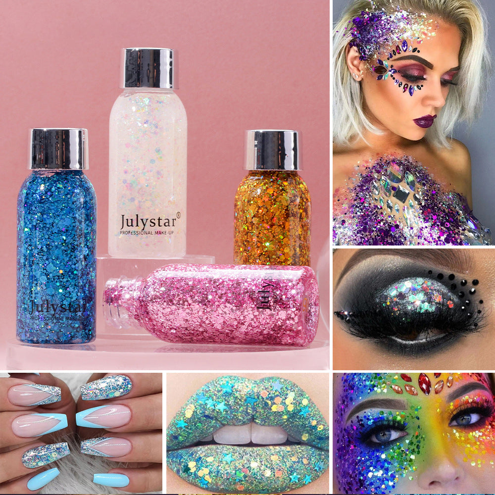 Liquid Eye Shadow Eye Glitter Body Face Glitter Gel Waterproof Long Lasting Art Flash Heart Loose Sequins Cream Festival