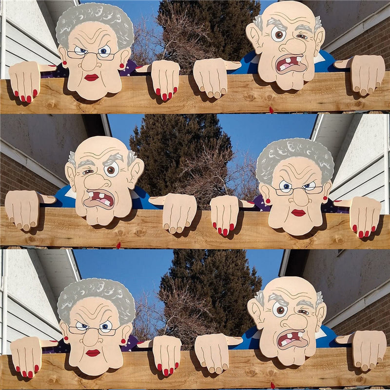 Garden Fence Decoration Funny Nosy Old Man And Lady Yard Art Sign Decoration