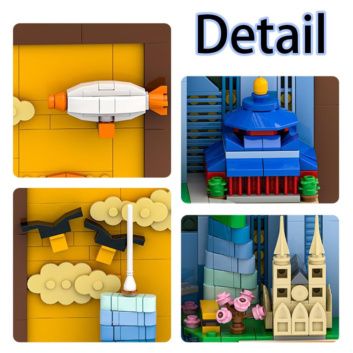 Wall Art Building Blocks Set,3D Postcard Collection Gift For Adult And Kid