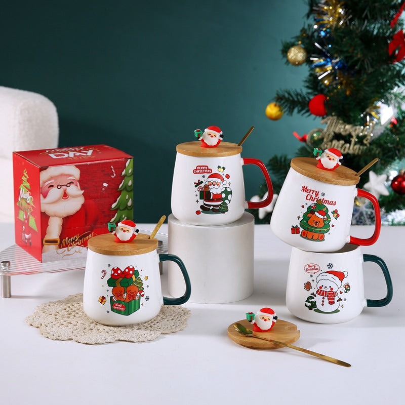 Christmas Ceramic Mug, Christmas Coffee Mug Santa Mug, Gift Box Ceramic Mug And Spoon Set