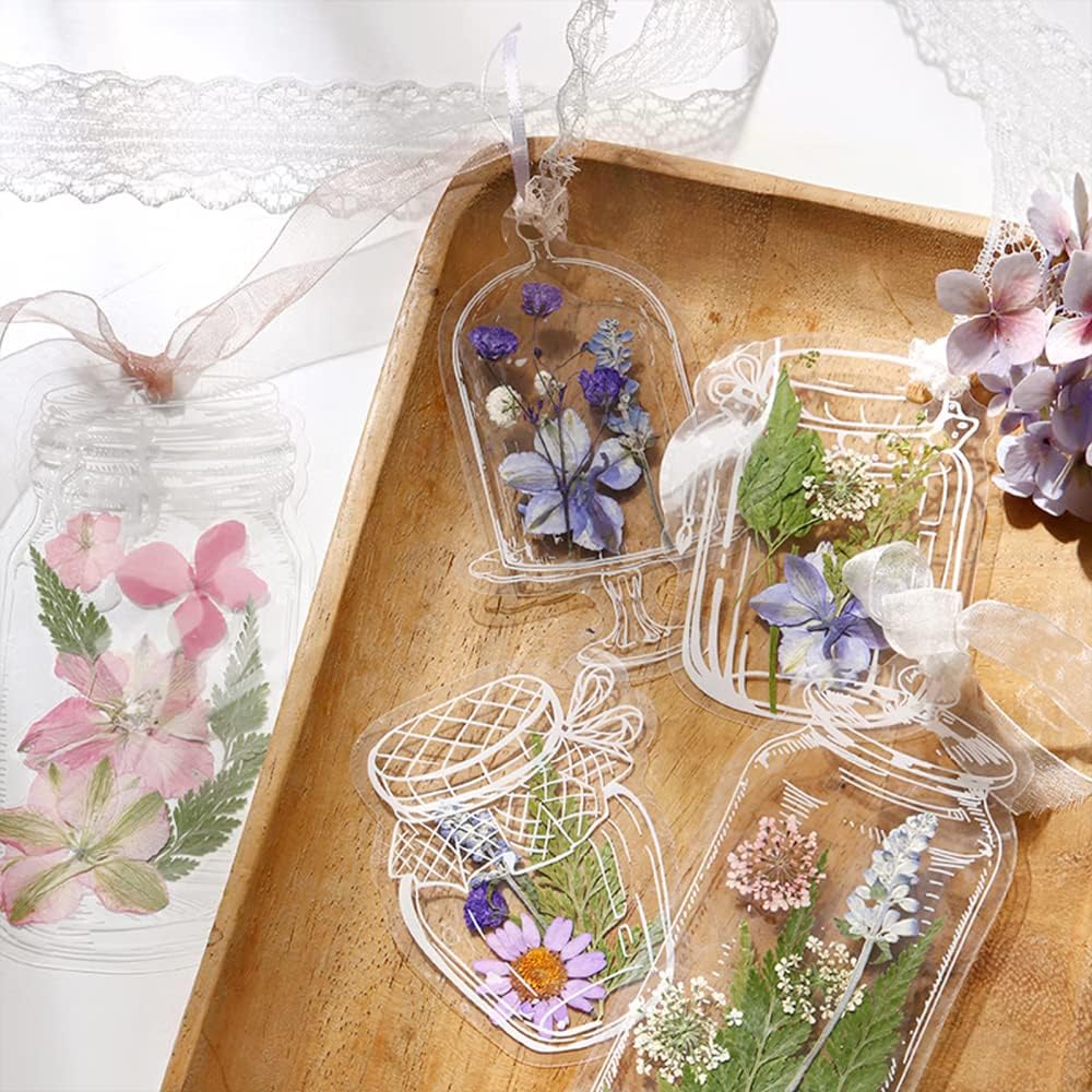 20PCS Transparent DIY Dried Flower Bookmarks