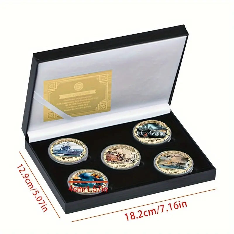 5pcs Pearl Harbor Metal Zinc Alloy Commemorative Coin