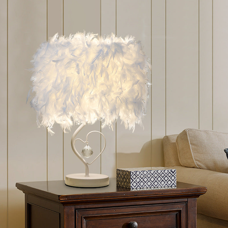 Heart Wing Crystal Feather Table Lamp