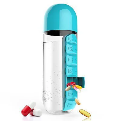 Water Bottle Combine Daily Pill Boxes Organizer