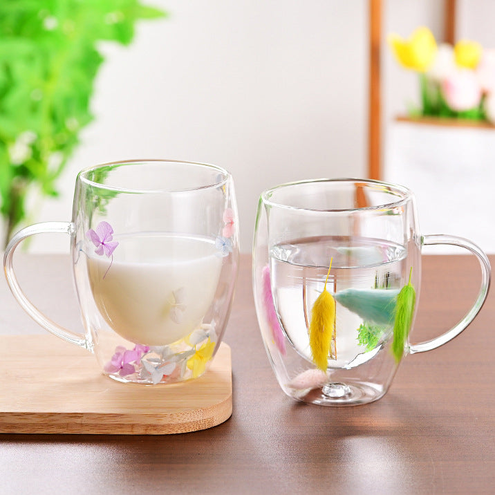 Floral Fusion: Double Wall Glass Cups