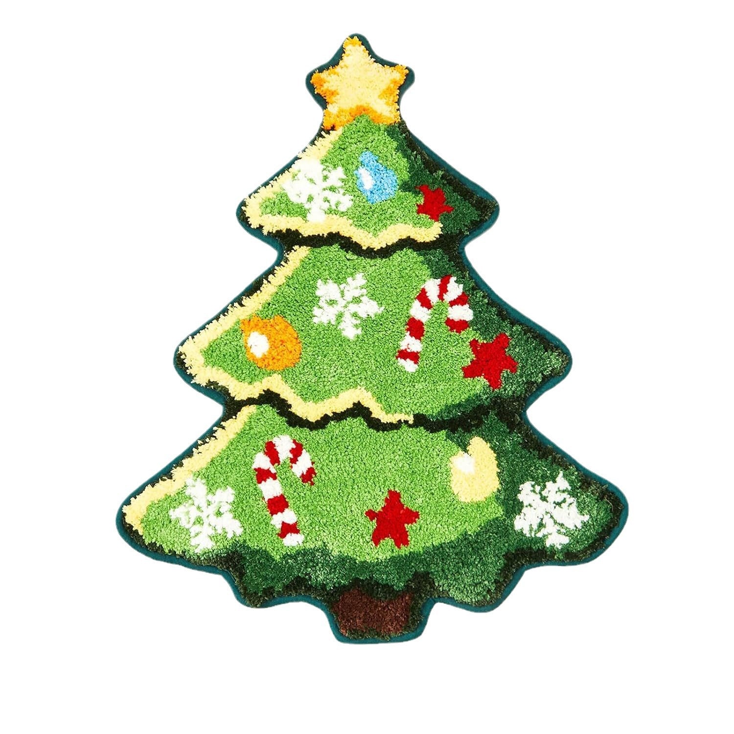 Christmas Tree Bathroom Rugs Living Room Absorbent Washable Bath Mat Shower Non-Slip Soft Thick Durable Bathtub Carpet