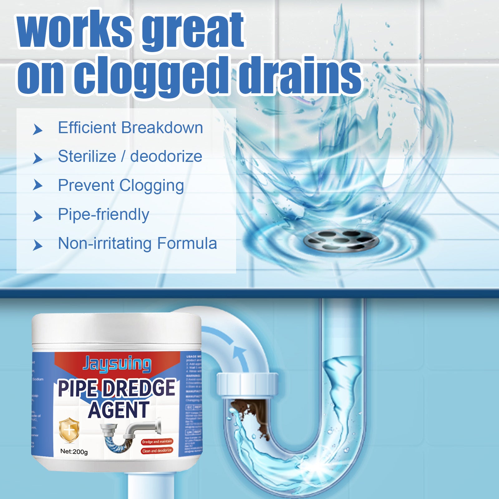 Powerful Powder For Clearing Clogged Pipes