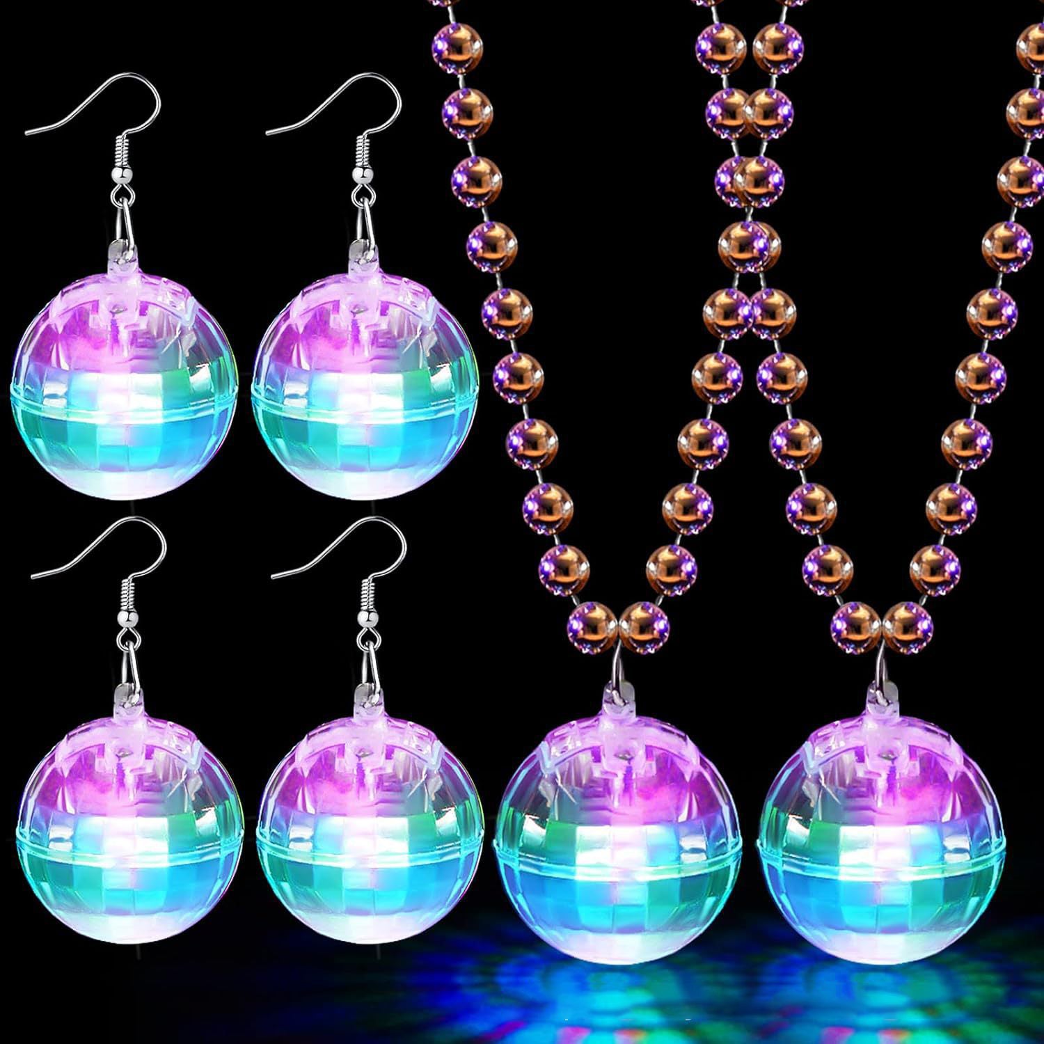 Disco Earrings, Glow In The Dark LED Earrings Disco Ball Earrings