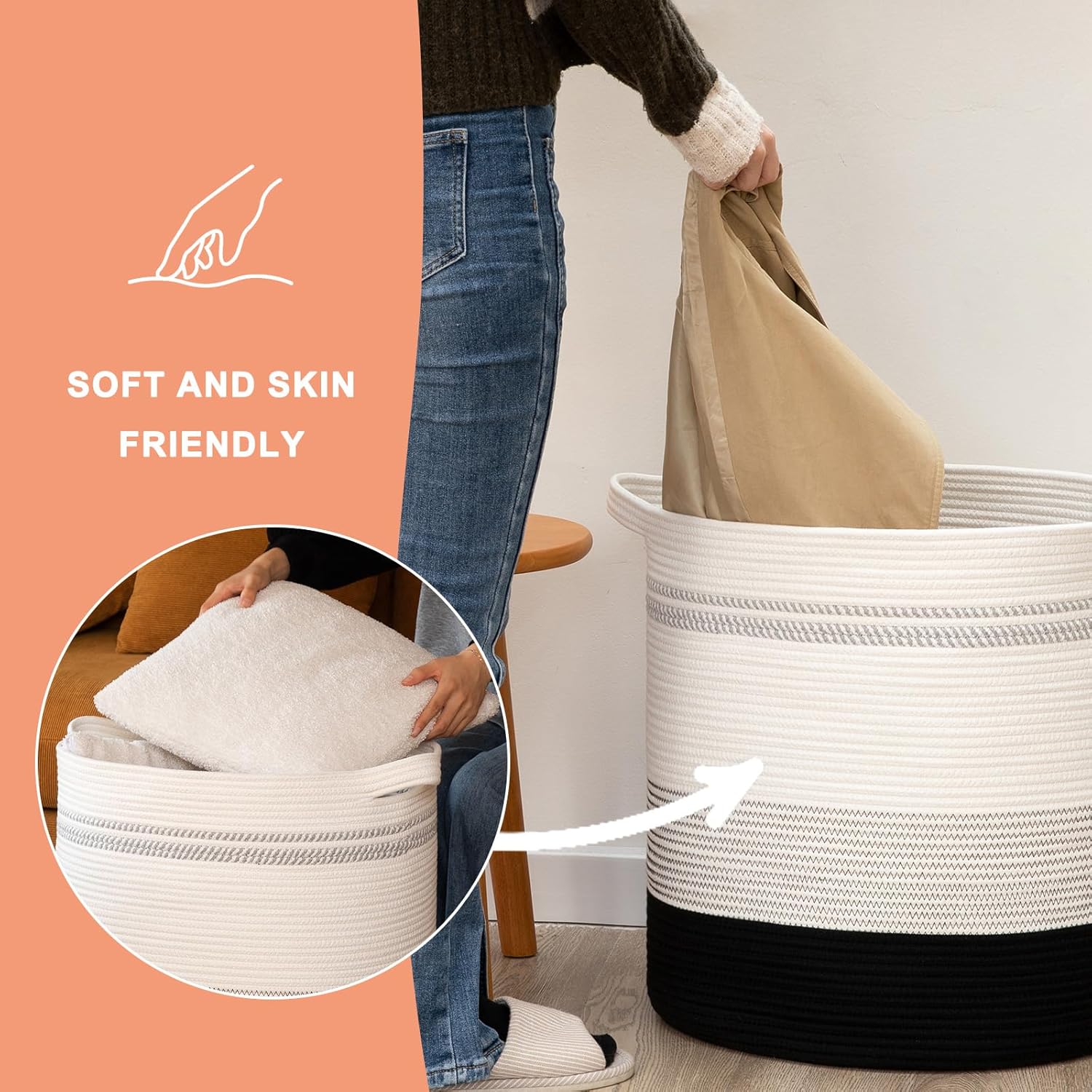 With HandlesWoven Storage Laundry Hamper