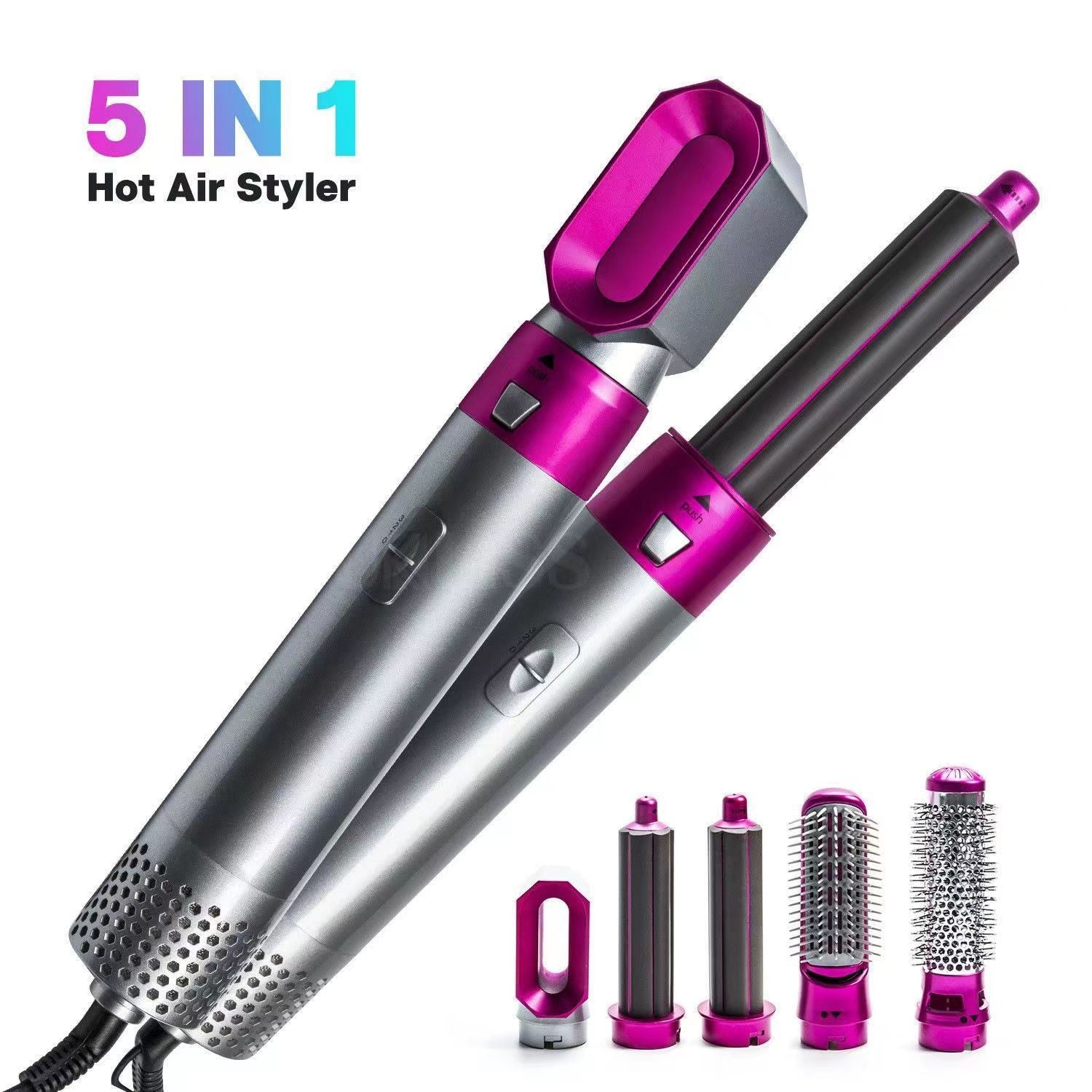 5 IN 1 Hair Dryer Brush Hot Comb Air Volumizer Curler Straightener Curling Style