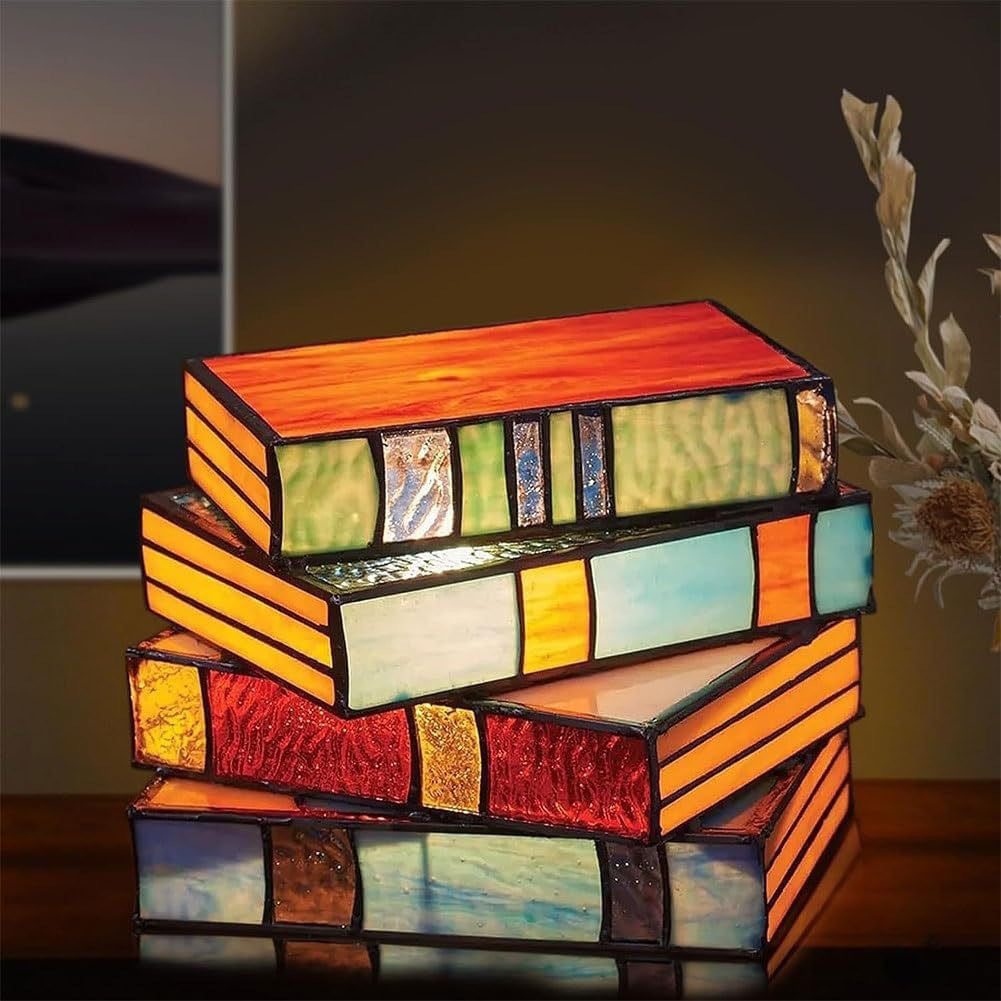 Stained Glass Stacked Books Lamp