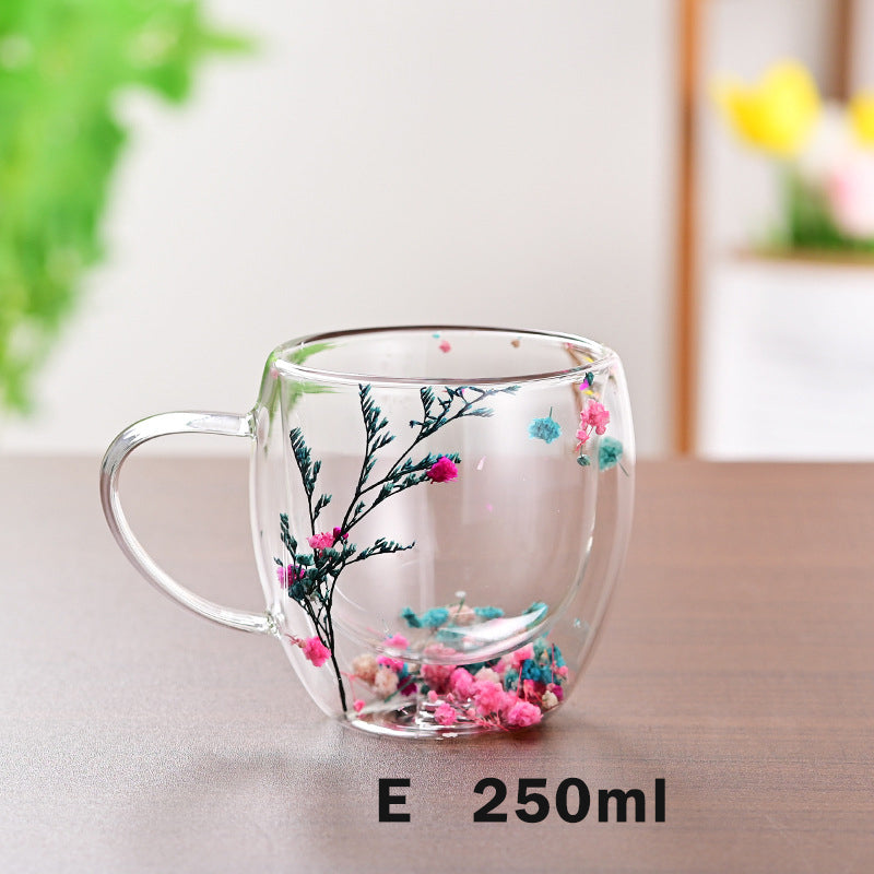 Floral Fusion: Double Wall Glass Cups