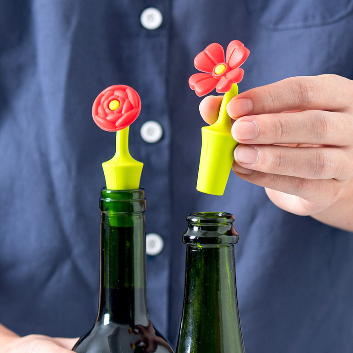 Silicone Flowers Wine Bottle Stopper, Wine Corks Saver Sealer