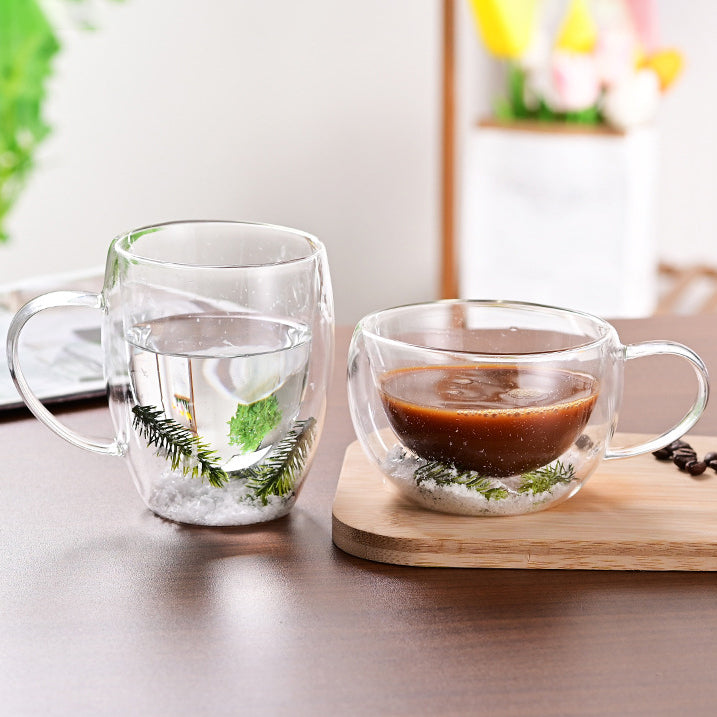 Floral Fusion: Double Wall Glass Cups