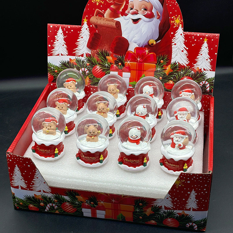 Santa Claus Snowman Crystal Glass Ball Gift Box