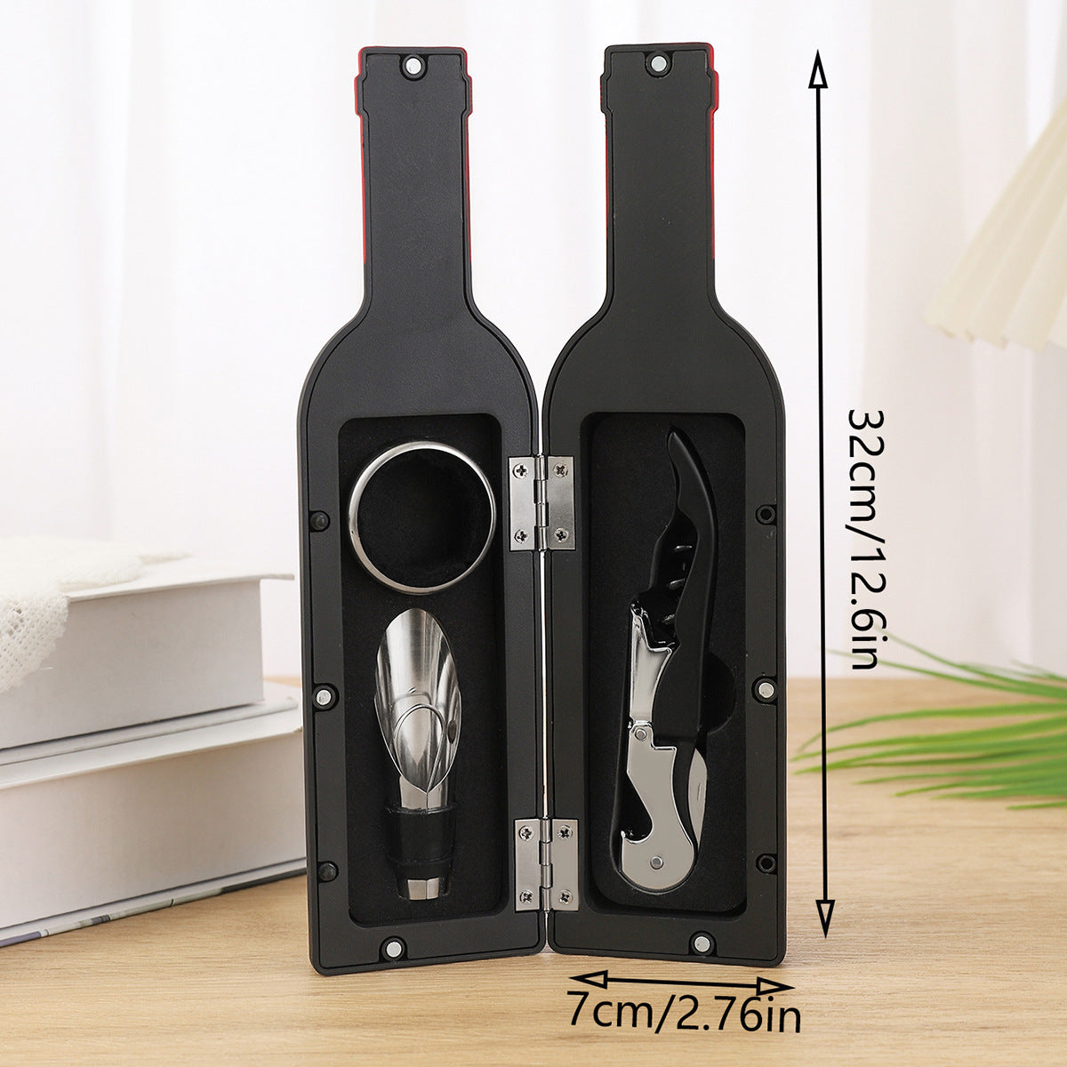 Wine Tool Set Novelty Bottle Shaped Holder Perfect Housewarming Present 3-5 Piece Corkscrew Set