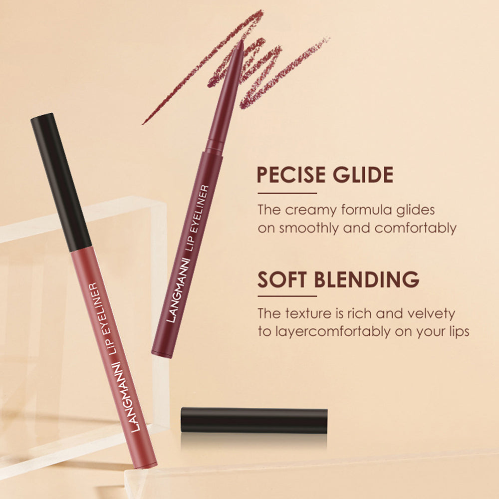 Langmanni Lip Gloss And Lip Liner Combination 2-piece Set Non-staining Matte Lip Gloss Set Cross-border Cosmetics