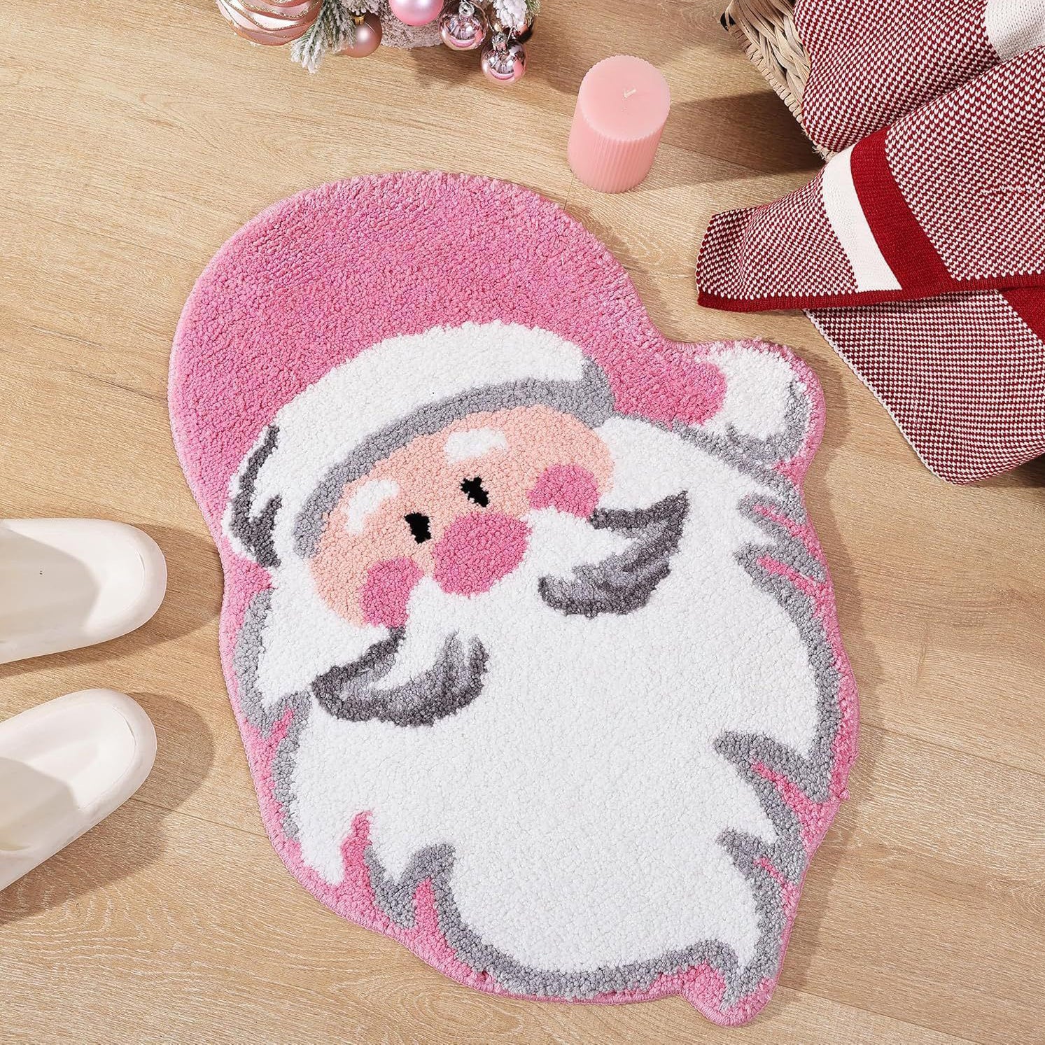 Christmas Tree Bathroom Rugs Living Room Absorbent Washable Bath Mat Shower Non-Slip Soft Thick Durable Bathtub Carpet