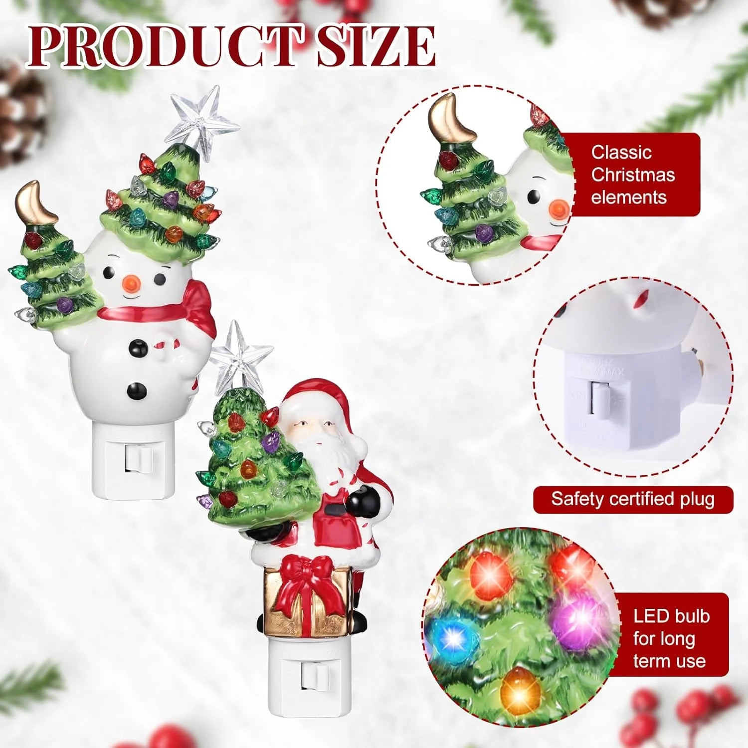 🎅⛄Ceramic Santa And Snowman LED Night Light