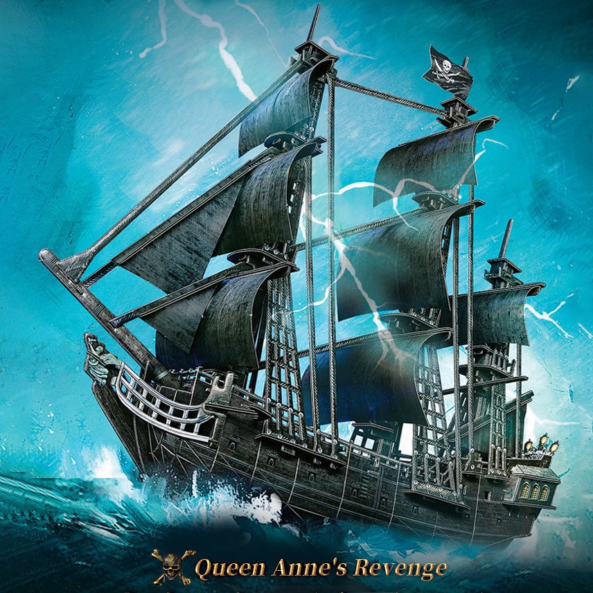 Queen Anne Revenge (293 Pieces) Craft Kit Papercraft 3D Puzzle Model With LED