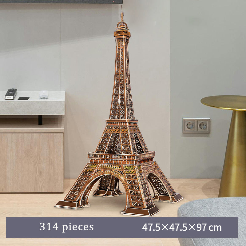 LED Architecture Model Building 3D Puzzle, DIY Paper Craft Lighting Paris Eiffel Tower Decor