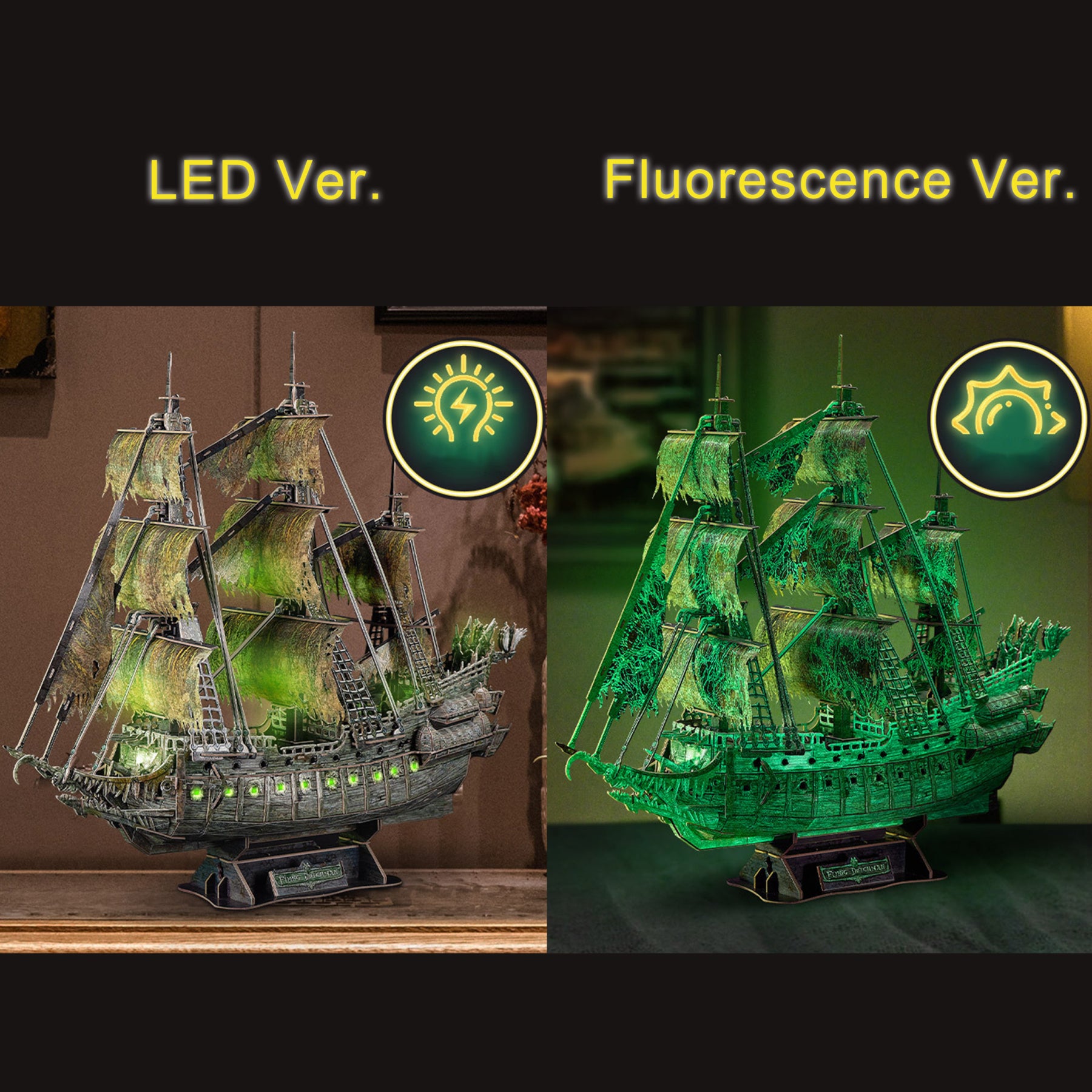 3D Puzzle Flying Dutchman LED And Fluorescence Ver., Craft, No Glue Tools Required