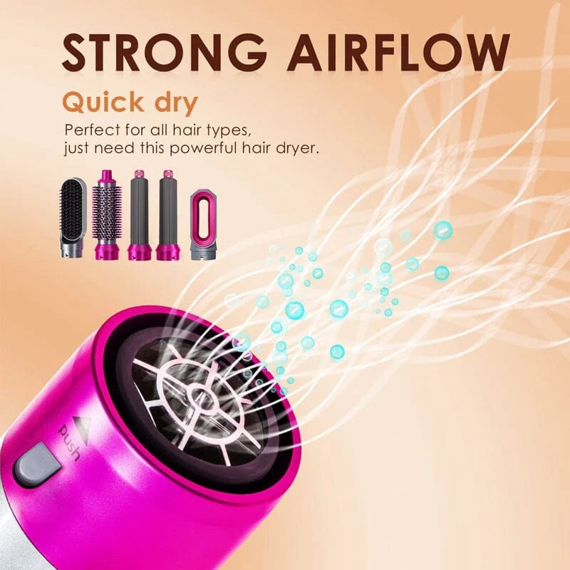 5 IN 1 Hair Dryer Brush Hot Comb Air Volumizer Curler Straightener Curling Style