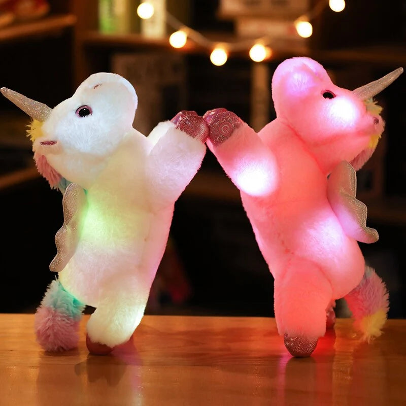 LED Glowing Stuffed Rainbow Unicorn Light Up Plush Toys With Night Lights