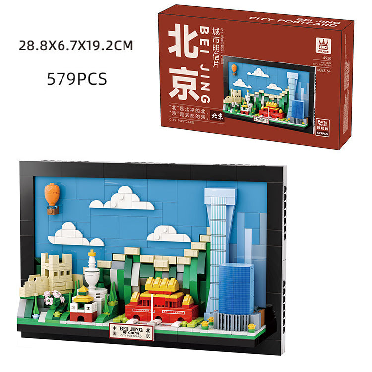 Wall Art Building Blocks Set,3D Postcard Collection Gift For Adult And Kid