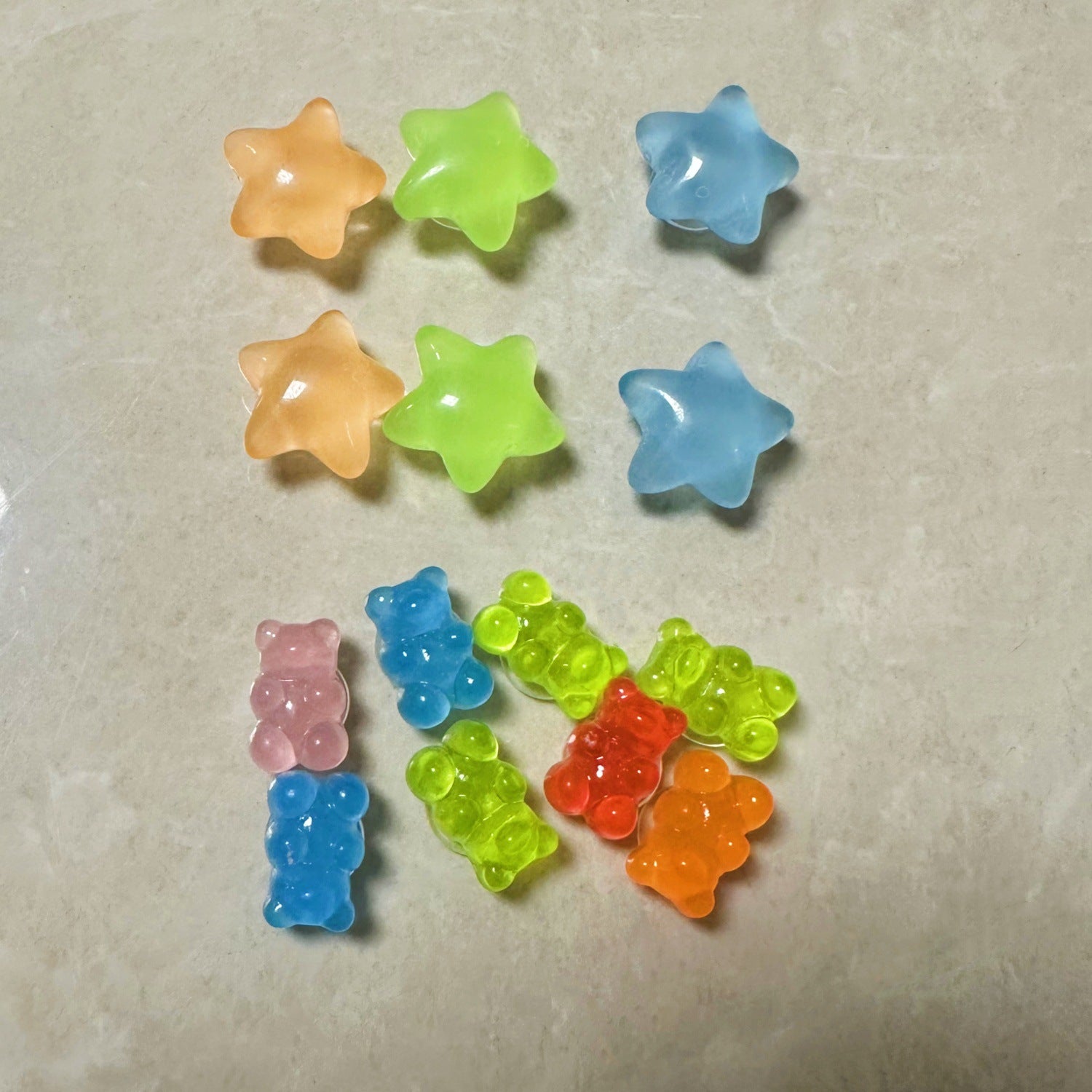 14/22PCS/Set Luminous Gummy Jelly Bear And Star Shoes Decoration Charms For Clog Sandals,DIY Shoe Accessories