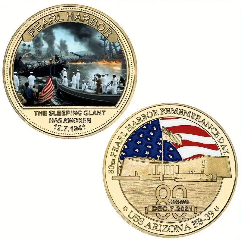 5pcs Pearl Harbor Metal Zinc Alloy Commemorative Coin