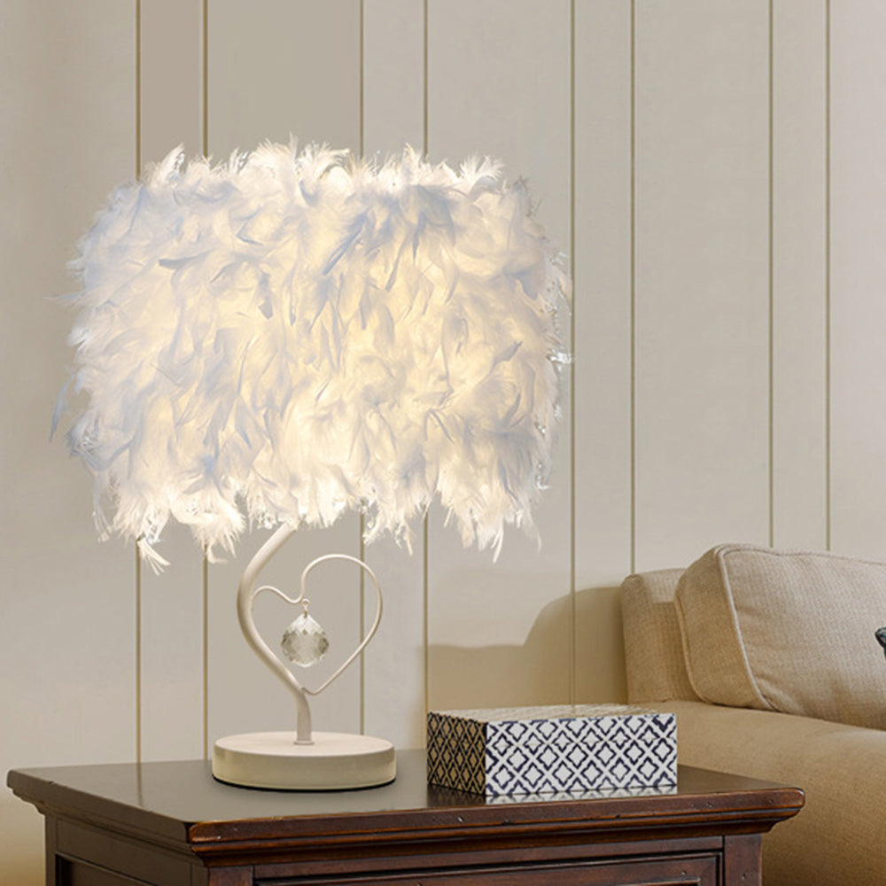 Heart Wing Crystal Feather Table Lamp