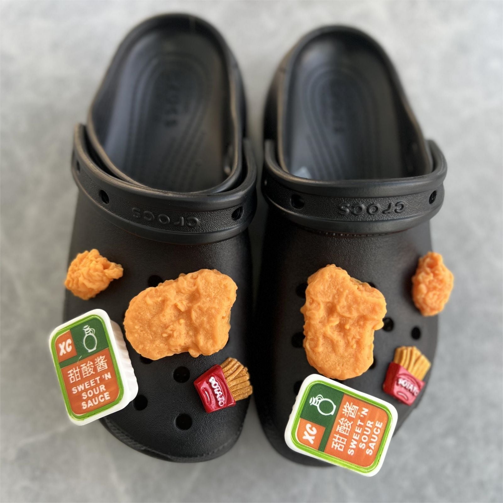 Hole Shoes Simulation Food Play Shoes Flower Fried Chicken Legs French Fries Shoes Buckle DIY Garden Shoes