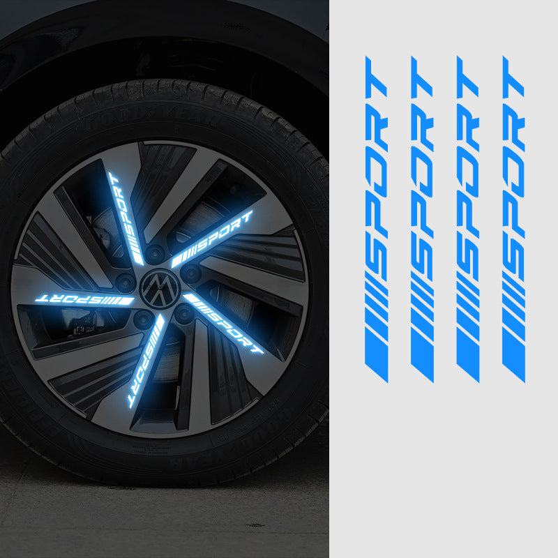 Car Bicycle Reflective Sticker Night Ride Luminous Sticker Reflective Strip Night Ride Accessories Wheel Hub Sticker