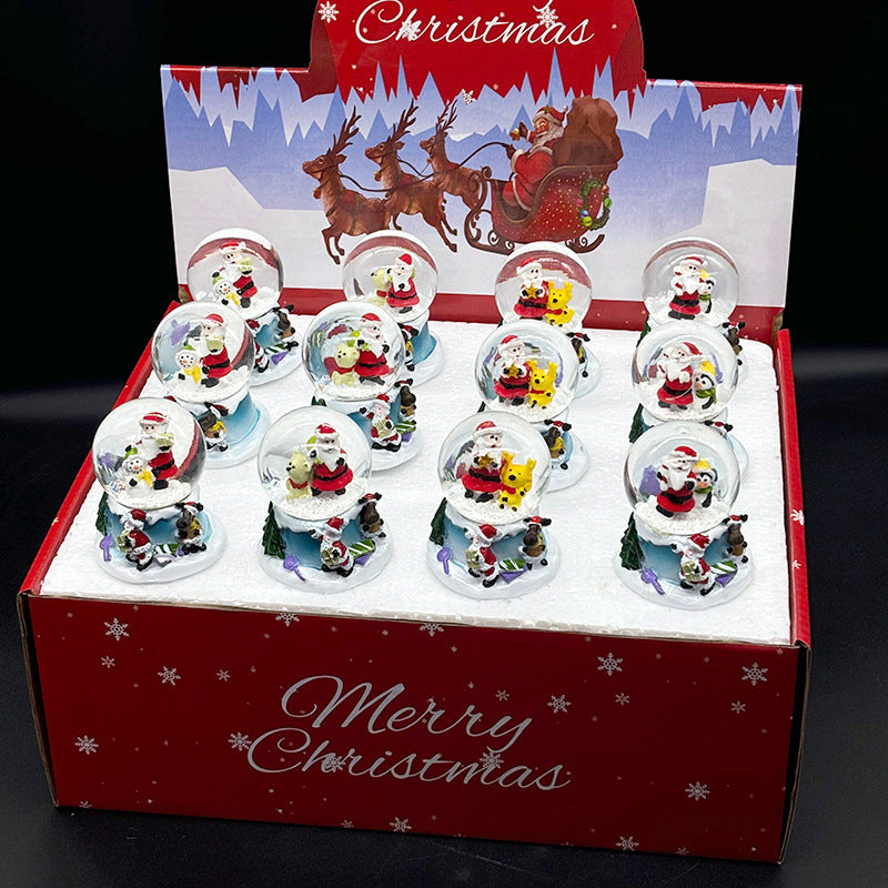 Santa Claus Snowman Crystal Glass Ball Gift Box