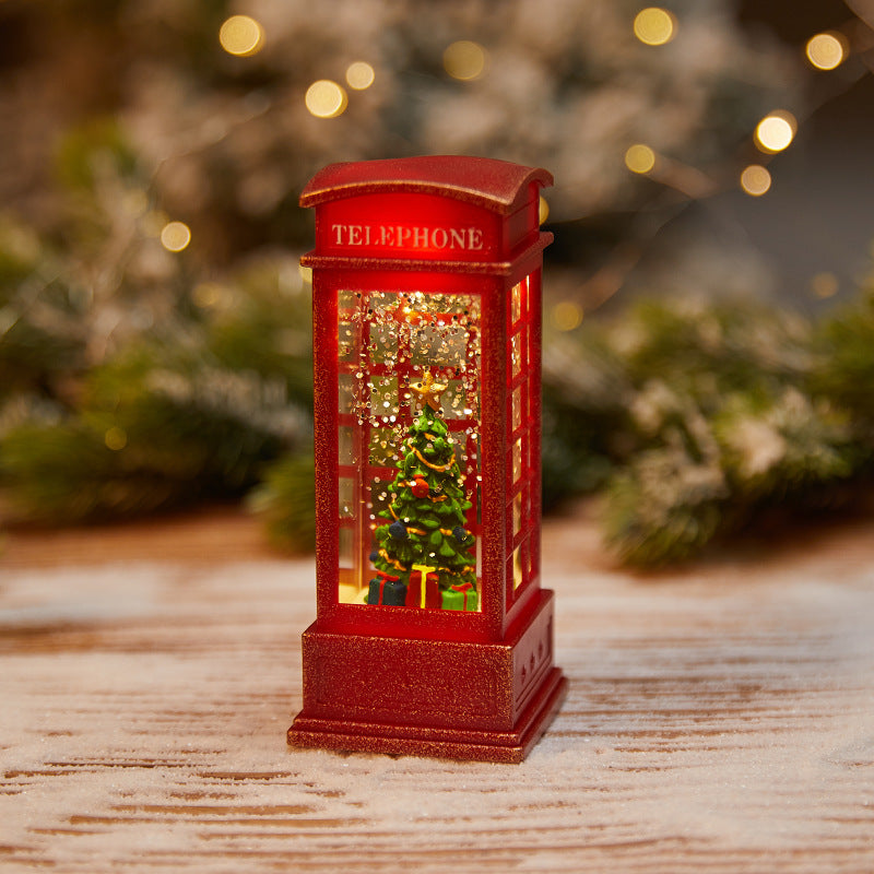 Christmas Lanterns, Water Filled Telephone Booth Lamp, Wind Lamp, Christmas Decorations, Christmas Lighted Water Lantern