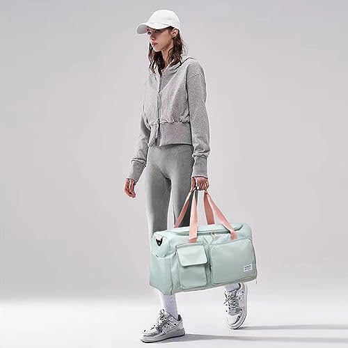 Small Gym Bag For Women, Travel Duffle Bag Carry On Weekender Bag With Shoe Compartment, 05#Green, Gym Bag & Toiletry Ba