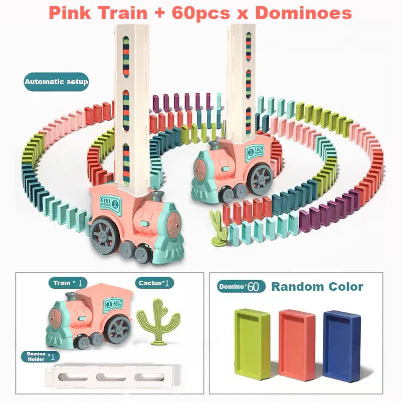 Kids Domino Train Domino Blocks Set Building, Kids Christmas Gift, Domino Set For 3 Year +