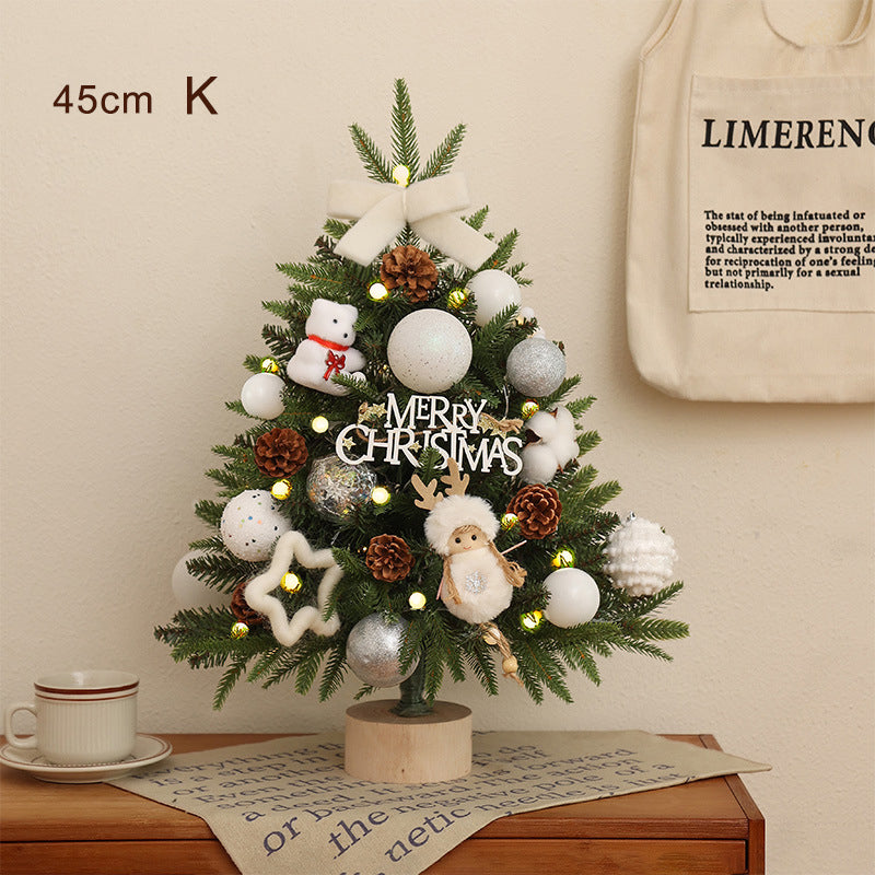 Christmas LED Tree Pine Needles Flocked Deco Tree Tabletop Mini Christmas Tree Set For Office Christmas Tree