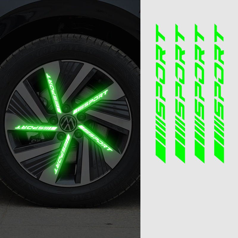 Car Bicycle Reflective Sticker Night Ride Luminous Sticker Reflective Strip Night Ride Accessories Wheel Hub Sticker