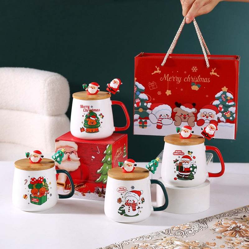 Christmas Ceramic Mug, Christmas Coffee Mug Santa Mug, Gift Box Ceramic Mug And Spoon Set