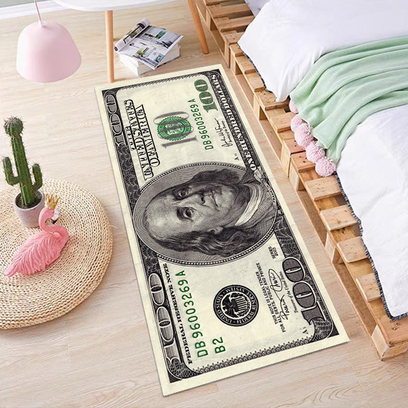 Pound Euro Dollar Carpet Hundred Dollar Bills Long Runner Rug For Hallway 100 Bill USA Throw Rug