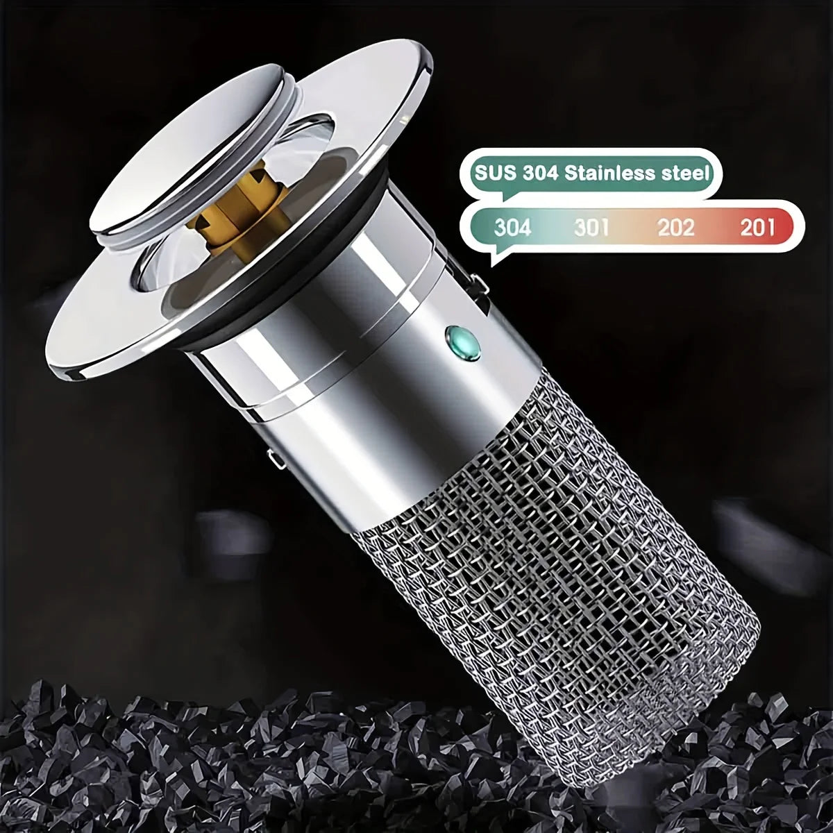 Rust-Resistant Stainless Steel Sink Stopper Odor-Proof Pop-Up Plug With Bouncing Core Effortless Drain Blocker