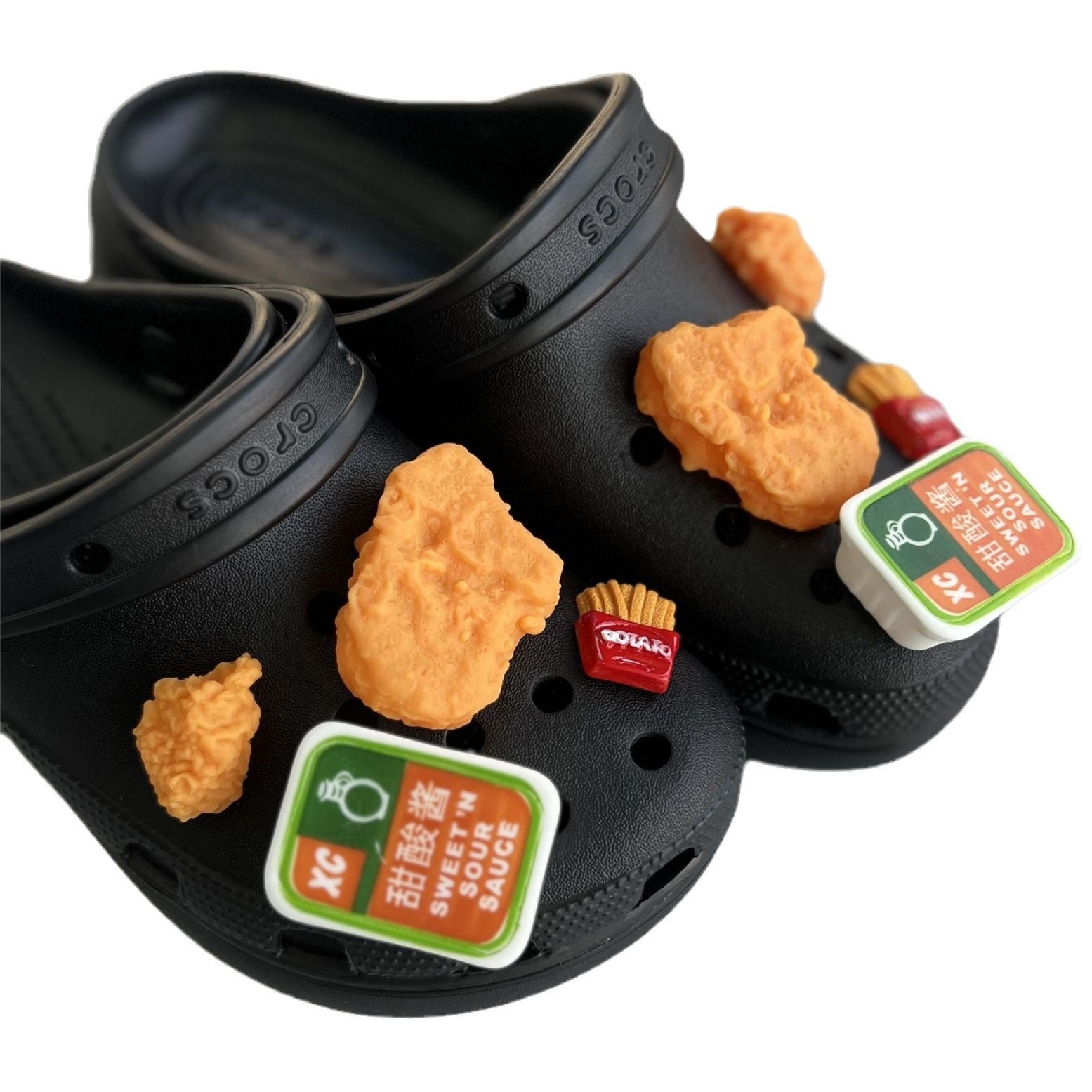 Hole Shoes Simulation Food Play Shoes Flower Fried Chicken Legs French Fries Shoes Buckle DIY Garden Shoes