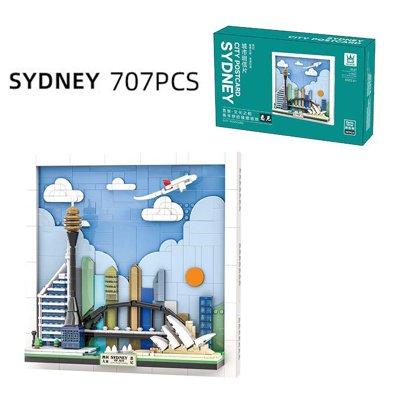 Wall Art Building Blocks Set,3D Postcard Collection Gift For Adult And Kid