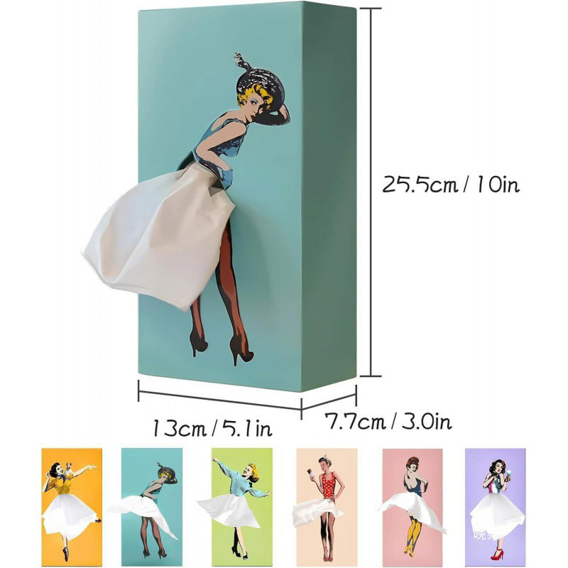 Girl's Long Skirt Tissue Box Holder Skirt Tissue Box Holder Dress Tissue Box Creative Lady Pulling Skirt Tissue Box