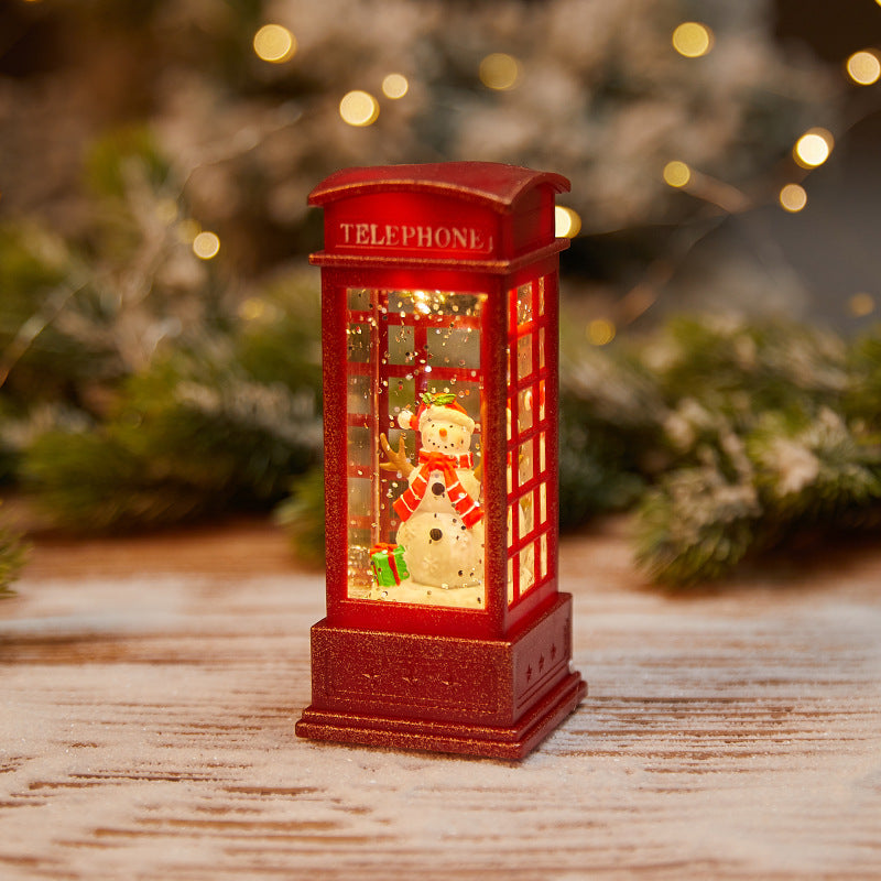 Christmas Lanterns, Water Filled Telephone Booth Lamp, Wind Lamp, Christmas Decorations, Christmas Lighted Water Lantern